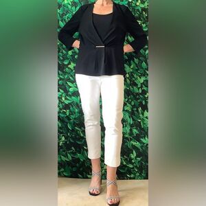 ✨ WHBM Layered Look V-Neck Blouse w/ Silver Bar – 3/4 Sleeve, Size L